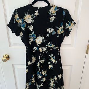 Lush floral wrap dress